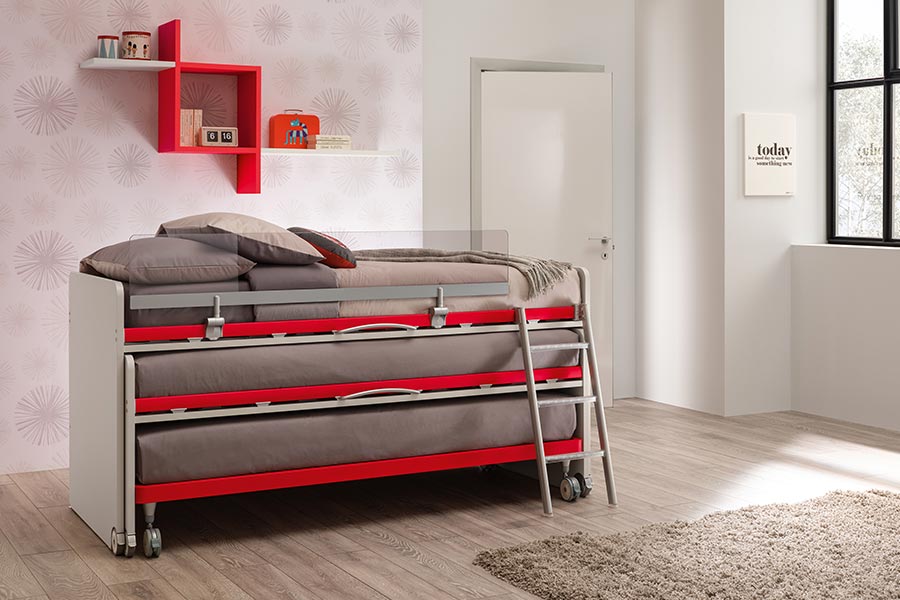 Cameretta con 3 letti singoli: soluzioni salvaspazio Moretti Compact
