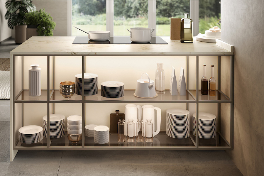 Arredare cucina con isola Moretti Compact college