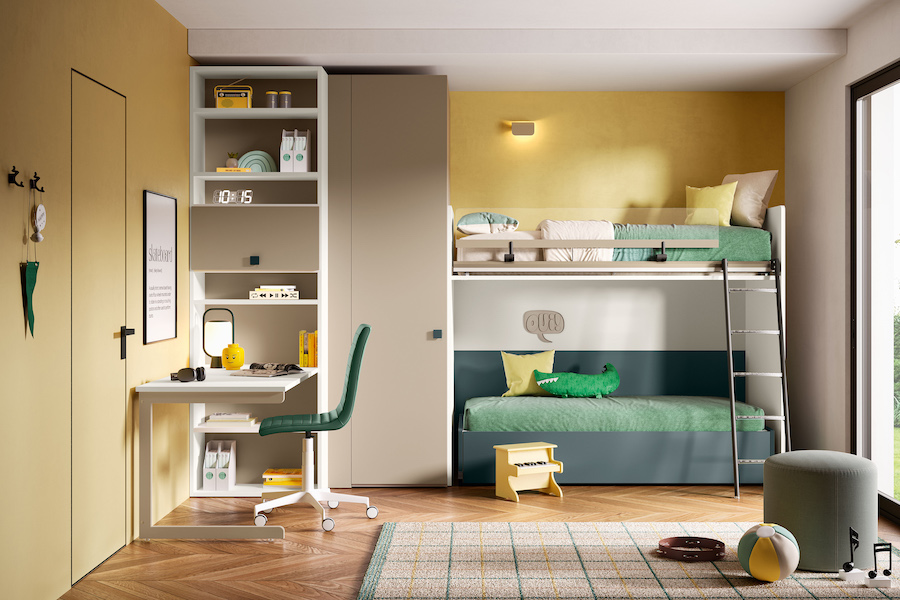K114, letto a castello con cabina armadio